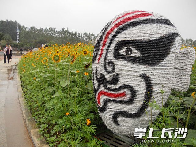 植物園內(nèi)的臉譜稻草藝術(shù)展體現(xiàn)出民族特色。