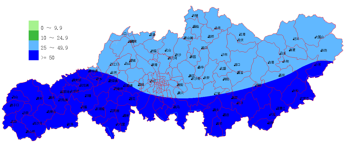 4月10日08時(shí)～11日20時(shí)降水量預(yù)報(bào)（單位：毫米）