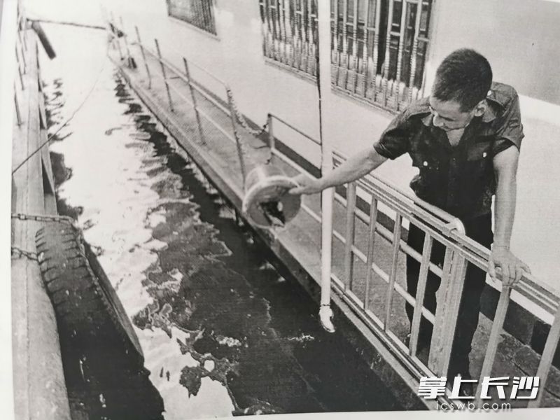 工作人員放生被捕撈的魚。