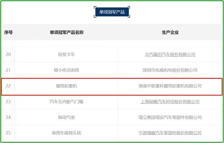 中聯(lián)重科履帶起重機獲評第五批制造業(yè)單項冠軍產(chǎn)品,。