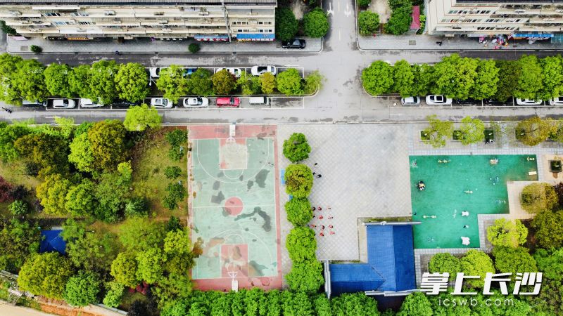 無人機(jī)俯瞰下,，停車位規(guī)范齊整,，公園綠地、體育場(chǎng)館一應(yīng)俱全,，讓人以為進(jìn)了個(gè)“假農(nóng)安小區(qū)”,。全媒體記者 陳飛 李卓 攝影報(bào)道