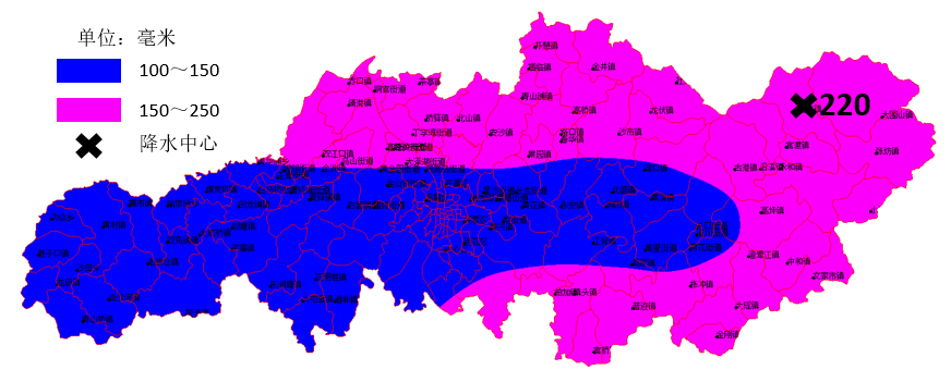 6月28日8時(shí)至7月2日8時(shí)降雨量預(yù)報(bào)（單位：毫米）