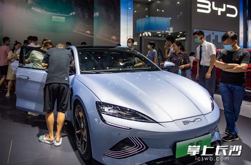 2022湖南車展比亞迪新車型海豹受到大家的青睞,。長(zhǎng)沙晚報(bào)全媒體記者 鄒麟 攝
