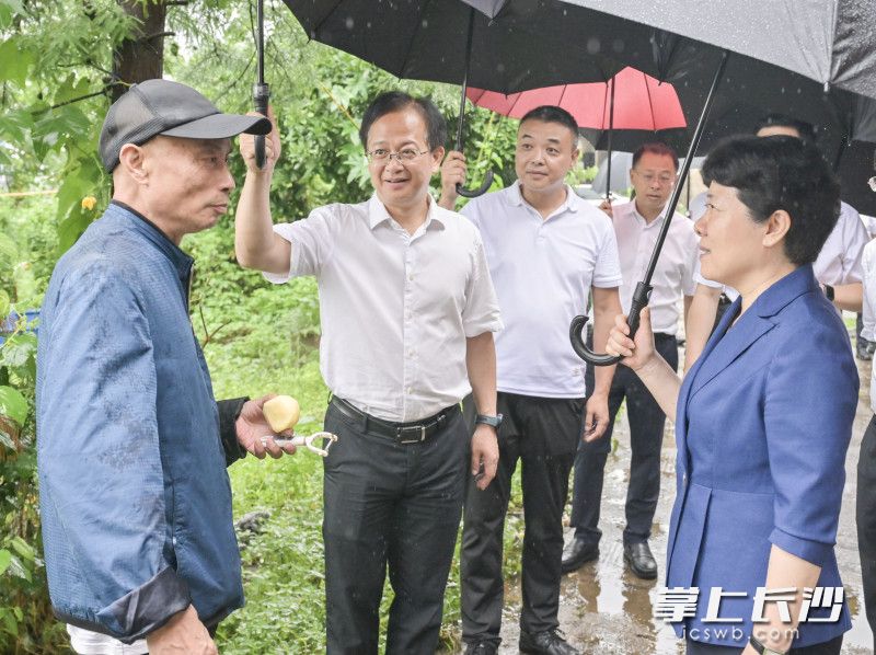 吳桂英在青竹湖街道霞凝港社區(qū)湘江堤灘洪水風(fēng)險區(qū)隨機走訪沿岸居民,，了解防汛備汛有關(guān)情況,。