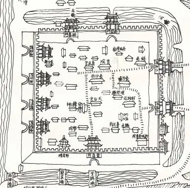 清乾隆《長(zhǎng)沙府志》“府城圖”（局部）上,，東南角城頭標(biāo)有天心、文昌二閣,。圖片來(lái)源：微天心