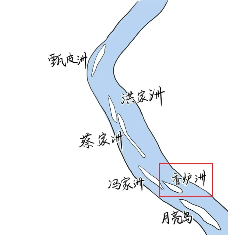 望城區(qū)的6個(gè)洲島和香爐洲地理位置示意圖。圖片來源于長沙晚報(bào)網(wǎng)