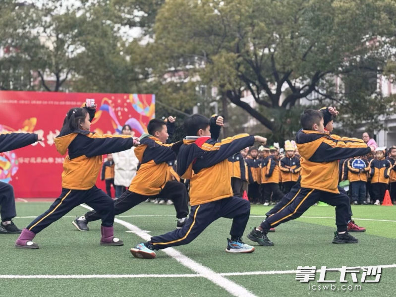 幾名同學(xué)在進(jìn)行中華武術(shù)表演,。