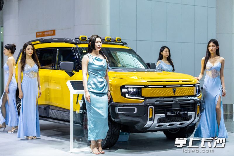 2025湖南車展美麗車模在車前展示,。均為長沙晚報全媒體記者 董陽 攝