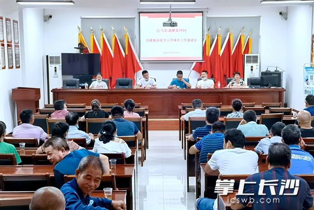 8月19日,，白馬街道廖家坪村召開創(chuàng)建食品安全示范城市工作推進(jìn)會。