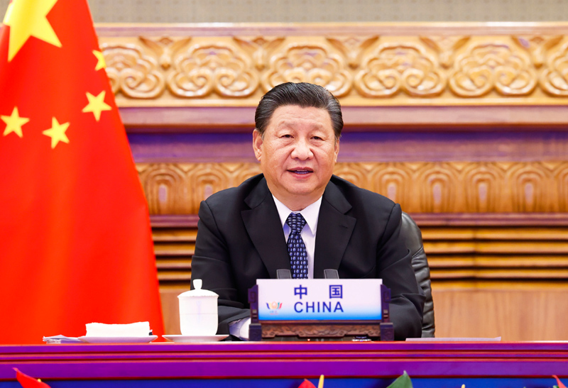 2021年9月9日晚,，金磚國家領導人第十三次會晤以視頻方式舉行。國家主席習近平在北京出席會晤并發(fā)表重要講話,。新華社記者 黃敬文 攝